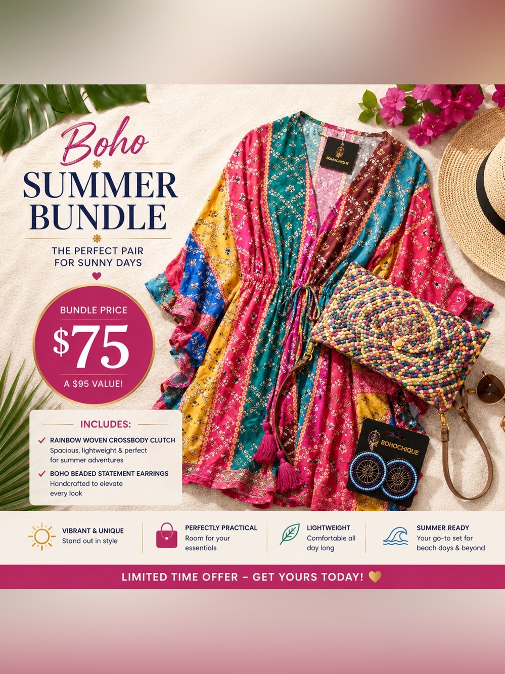 Rainbow Patchwork Kimono - Multicolor